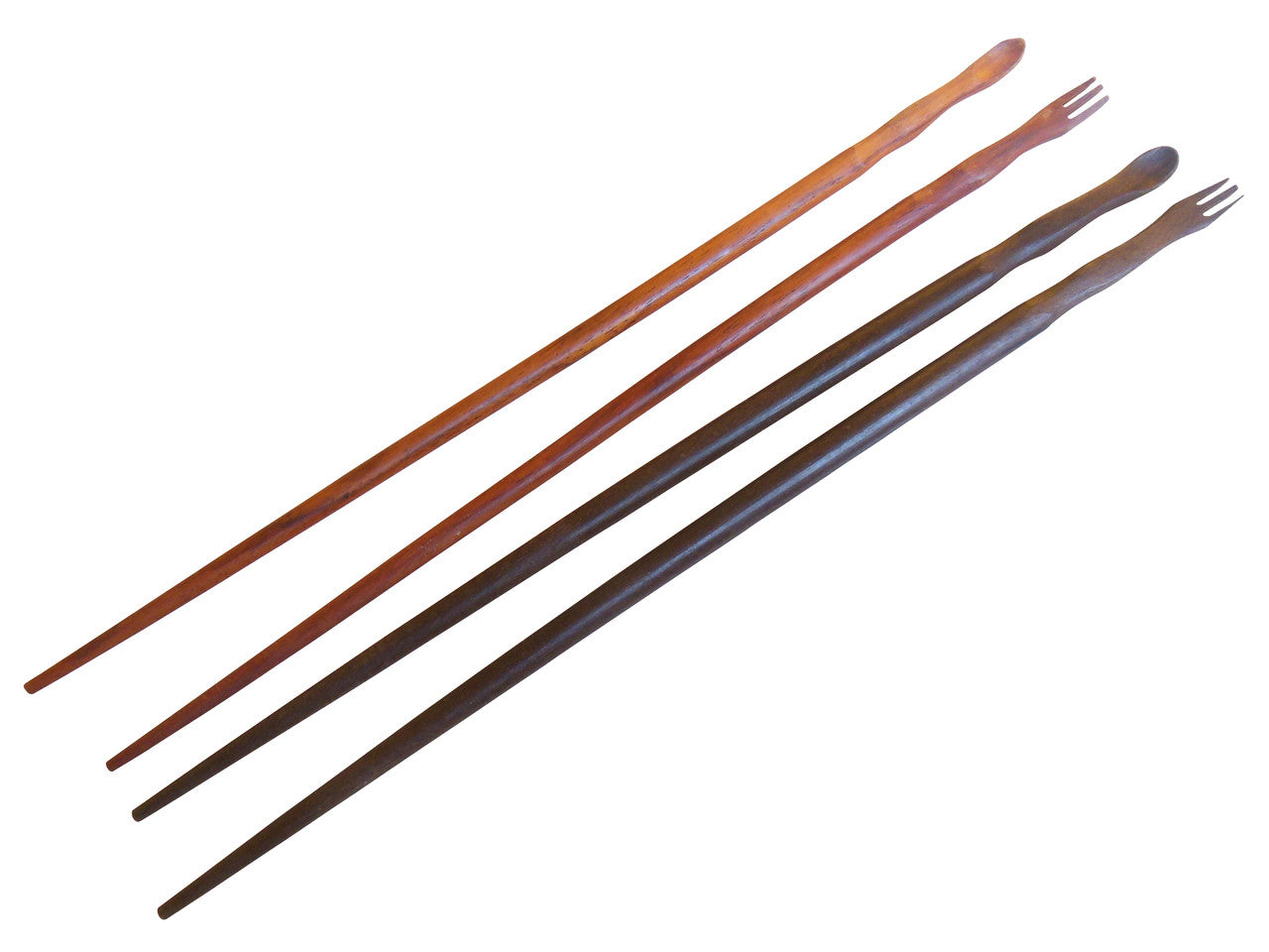 Funny Wood Chopsticks with Tiny Fork & Spoon at the top
