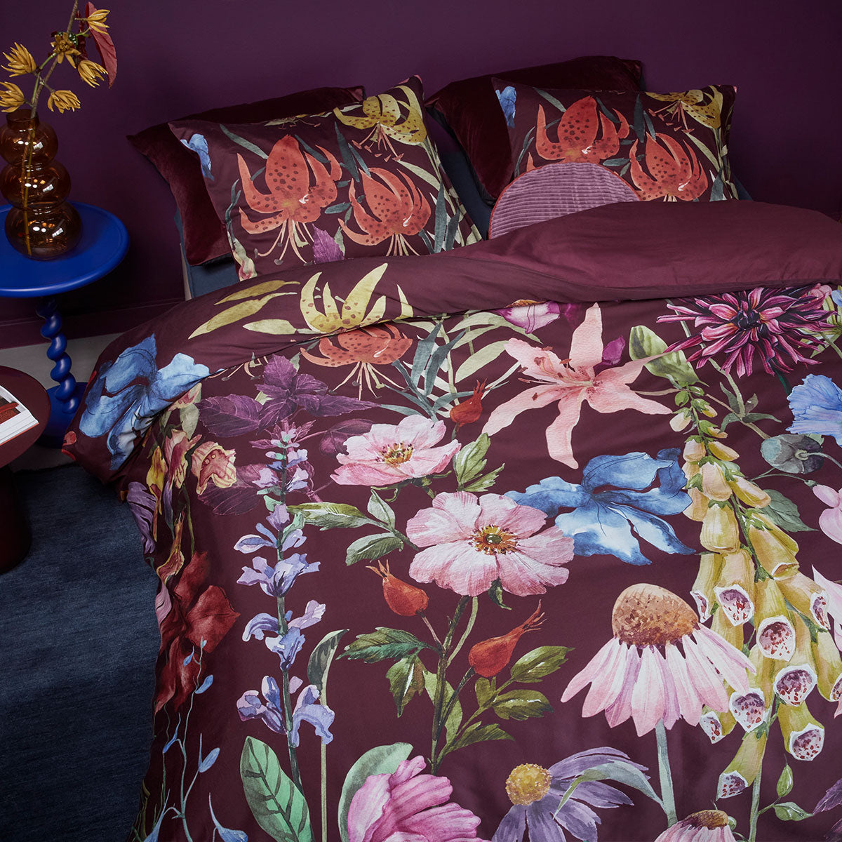 NNEDSZ Bedding House Lily Multi Cotton Floral Quilt Cover Set King