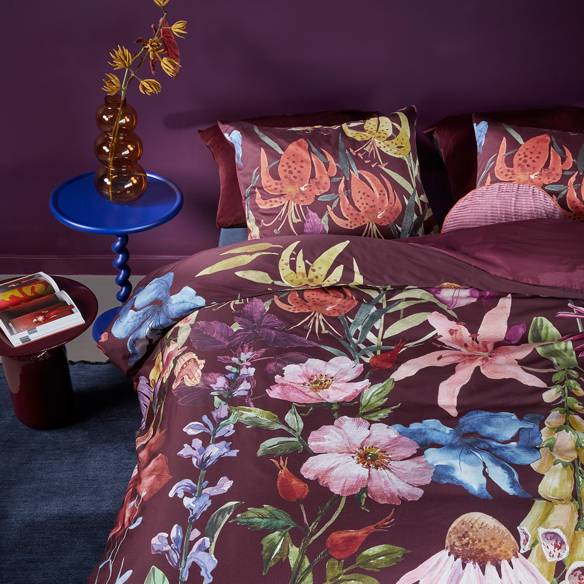 NNEDSZ Bedding House Lily Multi Cotton Floral Quilt Cover Set Queen
