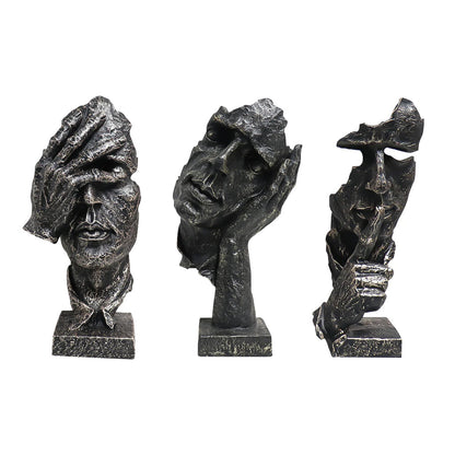 SOGA Home & Living Bundle – Abstract Resin Face Sculptures for Modern Art Home Decor