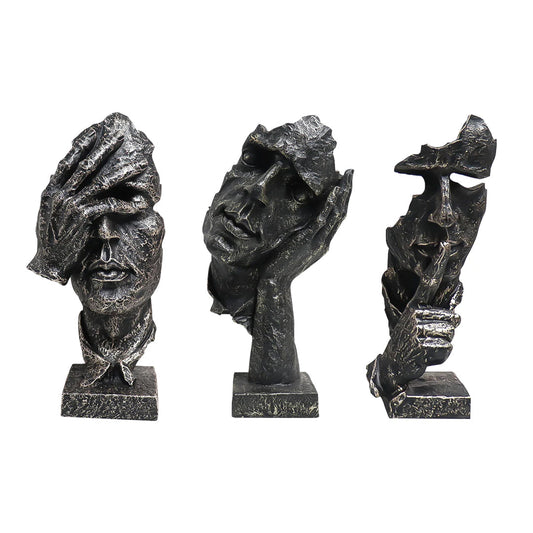 SOGA Home & Living Bundle – Abstract Resin Face Sculptures for Modern Art Home Decor