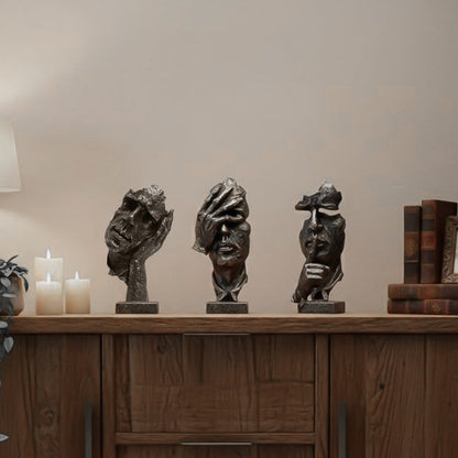 SOGA Home & Living Bundle – Abstract Resin Face Sculptures for Modern Art Home Decor