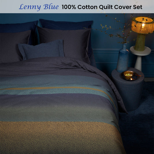 NNEDSZ Bedding House Lenny Blue Cotton Quilt Cover Set King