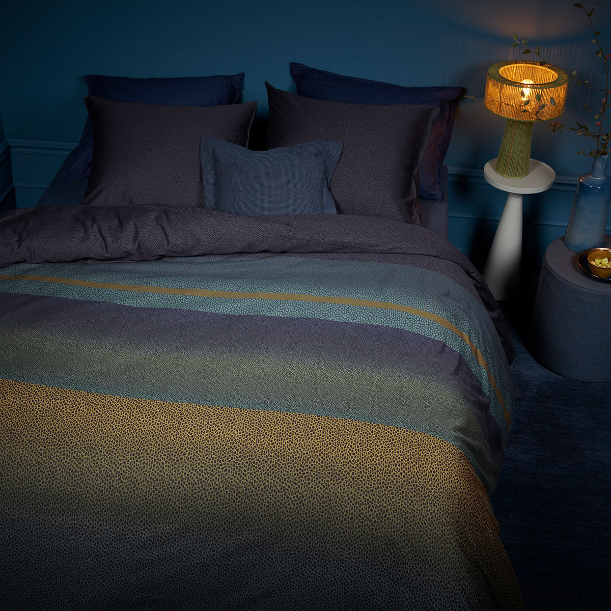 NNEDSZ Bedding House Lenny Blue Cotton Quilt Cover Set Queen