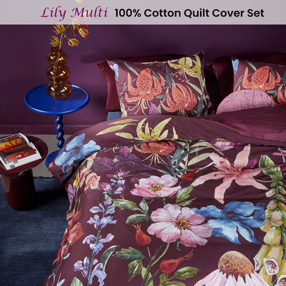 NNEDSZ Bedding House Lily Multi Cotton Floral Quilt Cover Set King