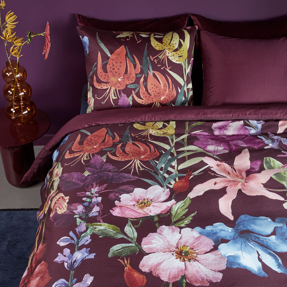 NNEDSZ Bedding House Lily Multi Cotton Floral Quilt Cover Set Queen