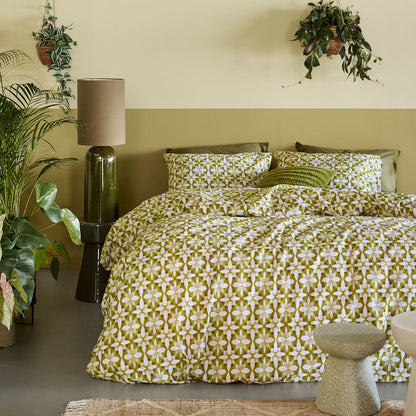 NNEDSZ Bedding House Mae Green Seersucker Cotton Quilt Cover Set King