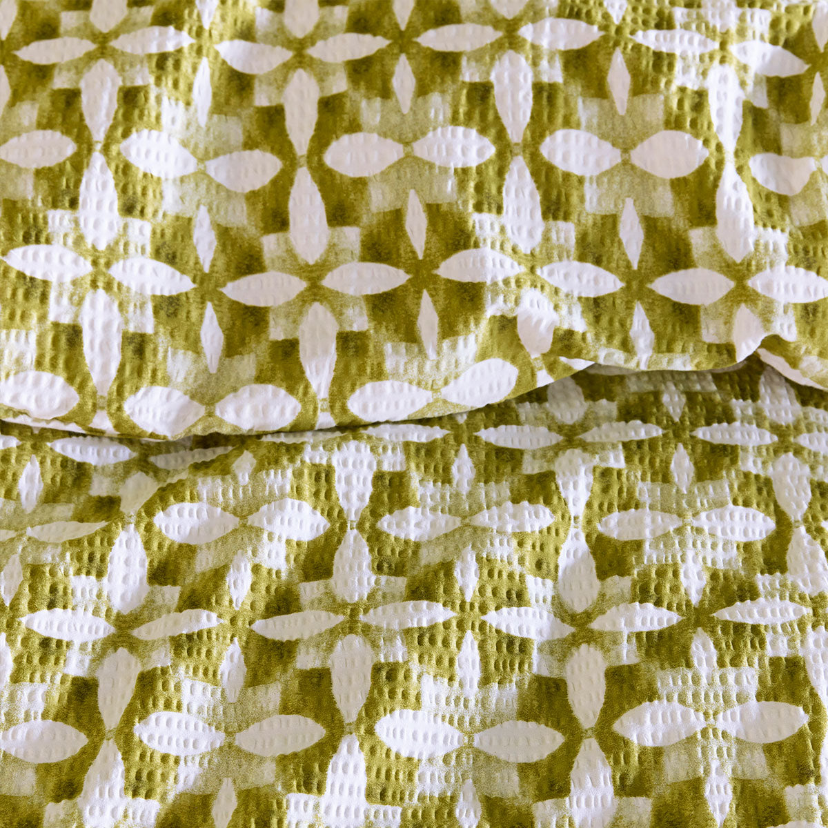 NNEDSZ Bedding House Mae Green Seersucker Cotton Quilt Cover Set King