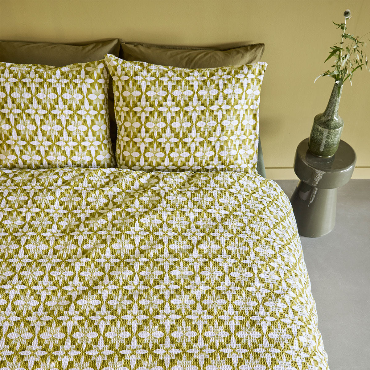 NNEDSZ Bedding House Mae Green Seersucker Cotton Quilt Cover Set King