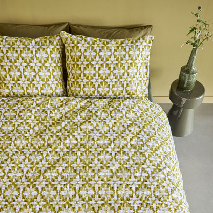 NNEDSZ Bedding House Mae Green Seersucker Cotton Quilt Cover Set King