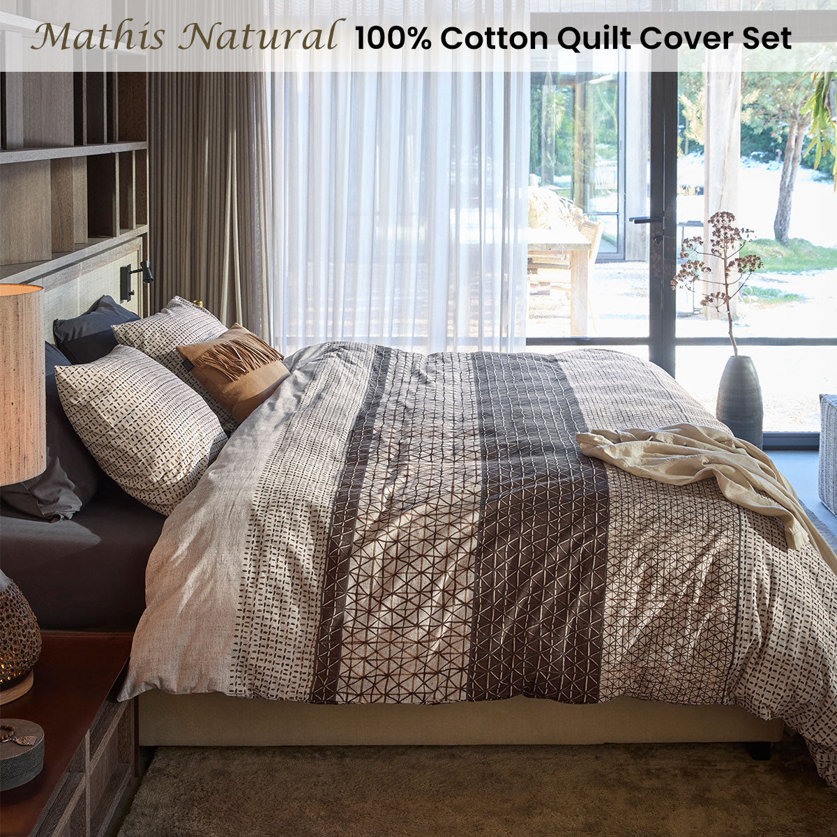 NNEDSZ Bedding House Mathis Natural Cotton Quilt Cover Set King