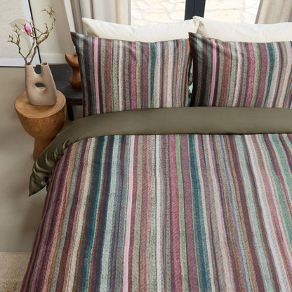 NNEDSZ Bedding House Roman Multi Cotton Stripe Quilt Cover Set Queen