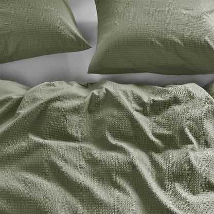 NNEDSZ Bedding House Summer Green Seersucker Cotton Quilt Cover Set King