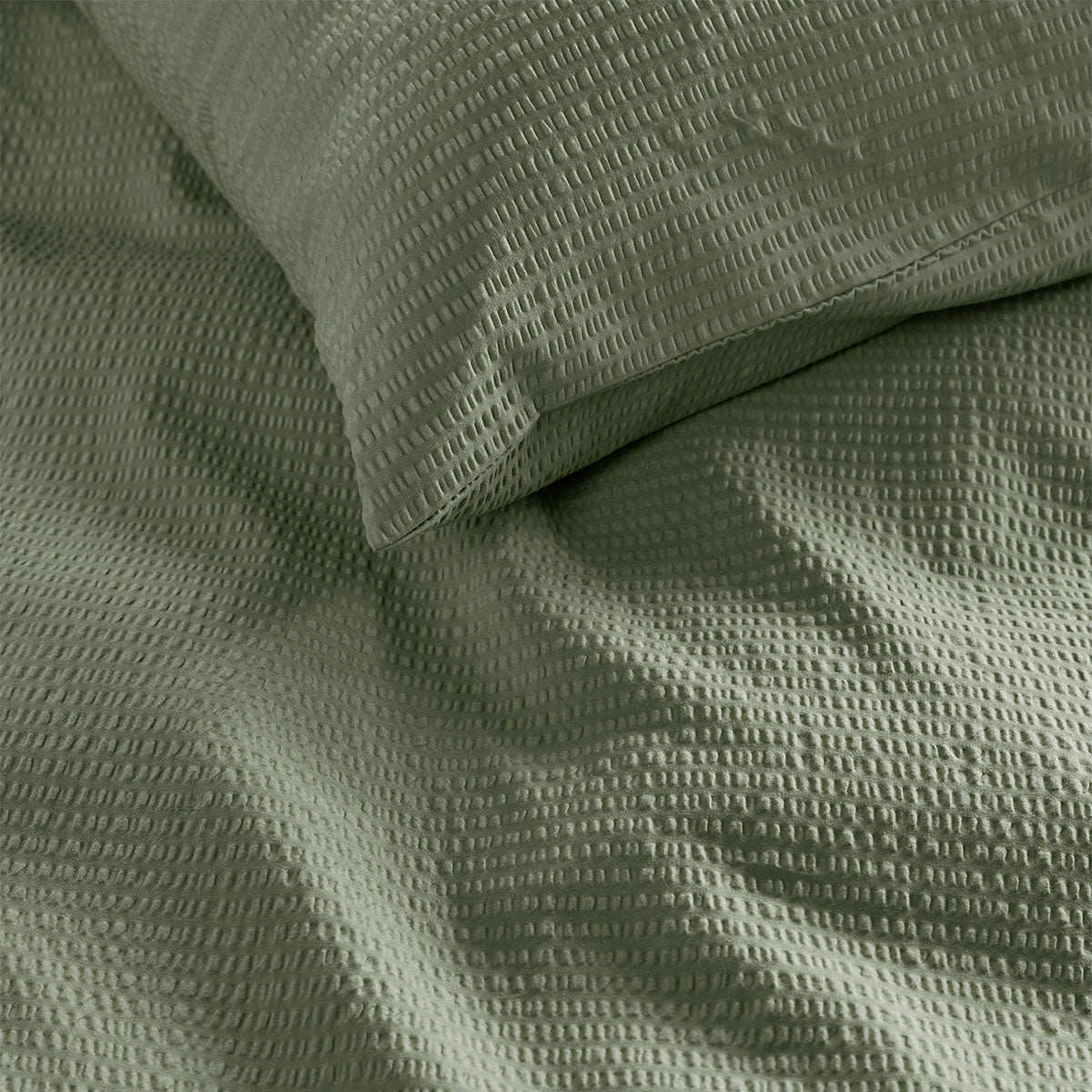 NNEDSZ Bedding House Summer Green Seersucker Cotton Quilt Cover Set Queen