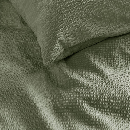 NNEDSZ Bedding House Summer Green Seersucker Cotton Quilt Cover Set Queen