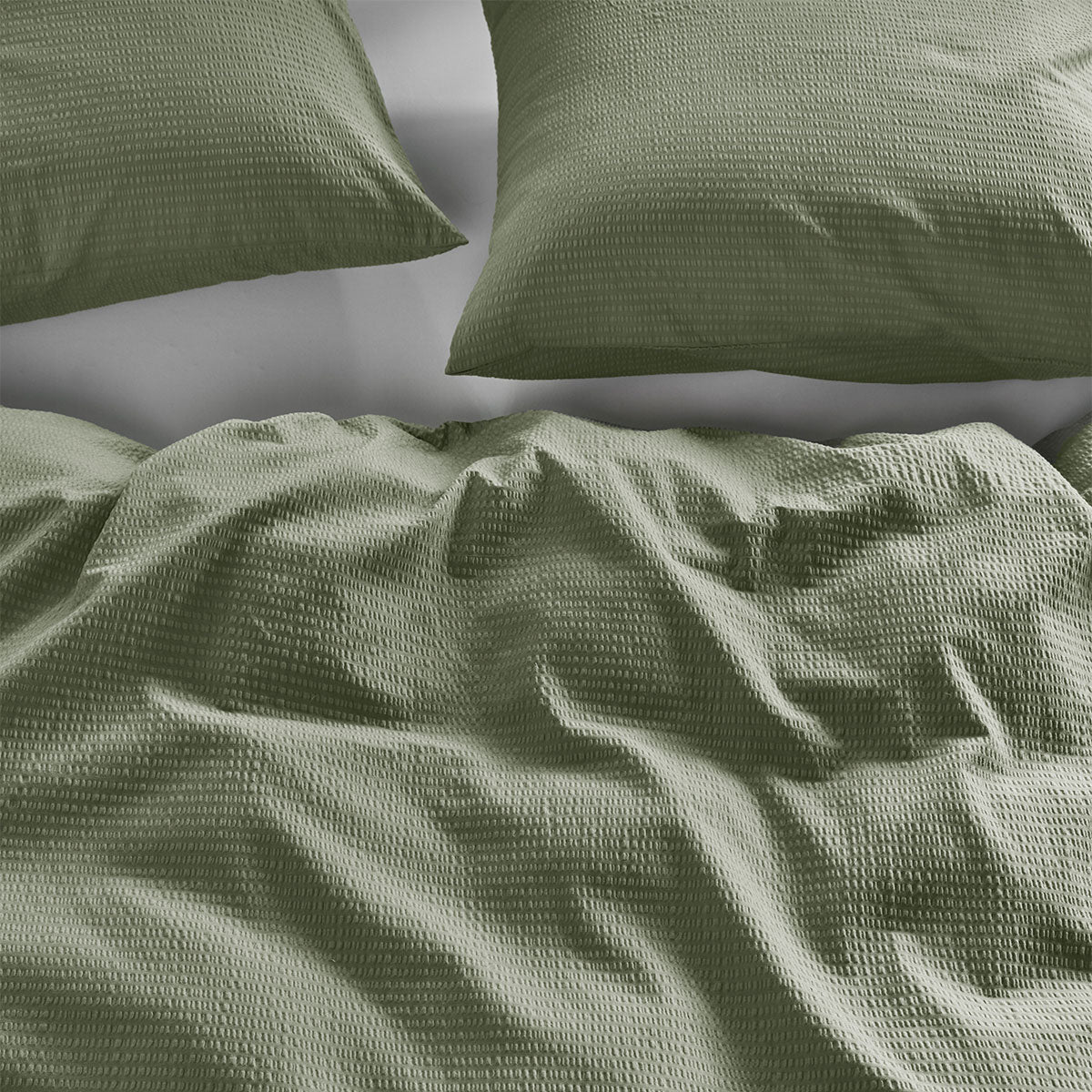 NNEDSZ Bedding House Summer Green Seersucker Cotton Quilt Cover Set Queen
