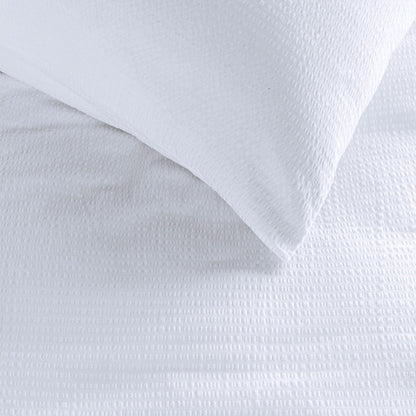 NNEDSZ Bedding House Summer White Seersucker Cotton Quilt Cover Set King