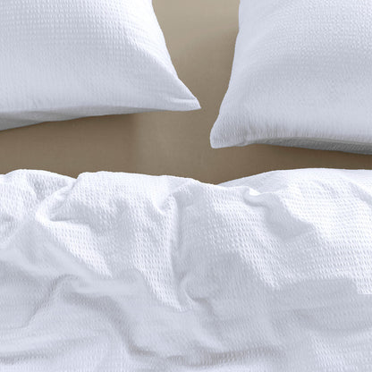 NNEDSZ Bedding House Summer White Seersucker Cotton Quilt Cover Set King