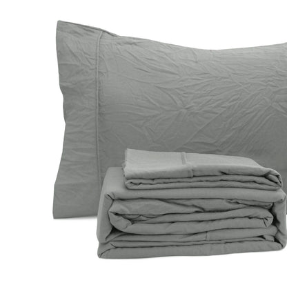 NNEDSZ Ramesses Charcoal Pebble Wash Linen Look Alternative Sheet Set Double