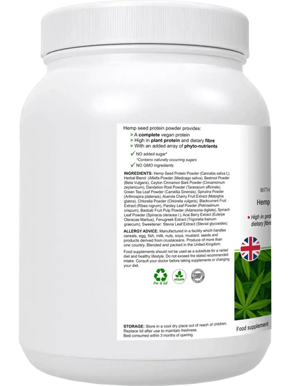 HyperHemp Vegan Hemp Protein Powder – 500 g | Plant‑Based, High Protein, UK‑Made